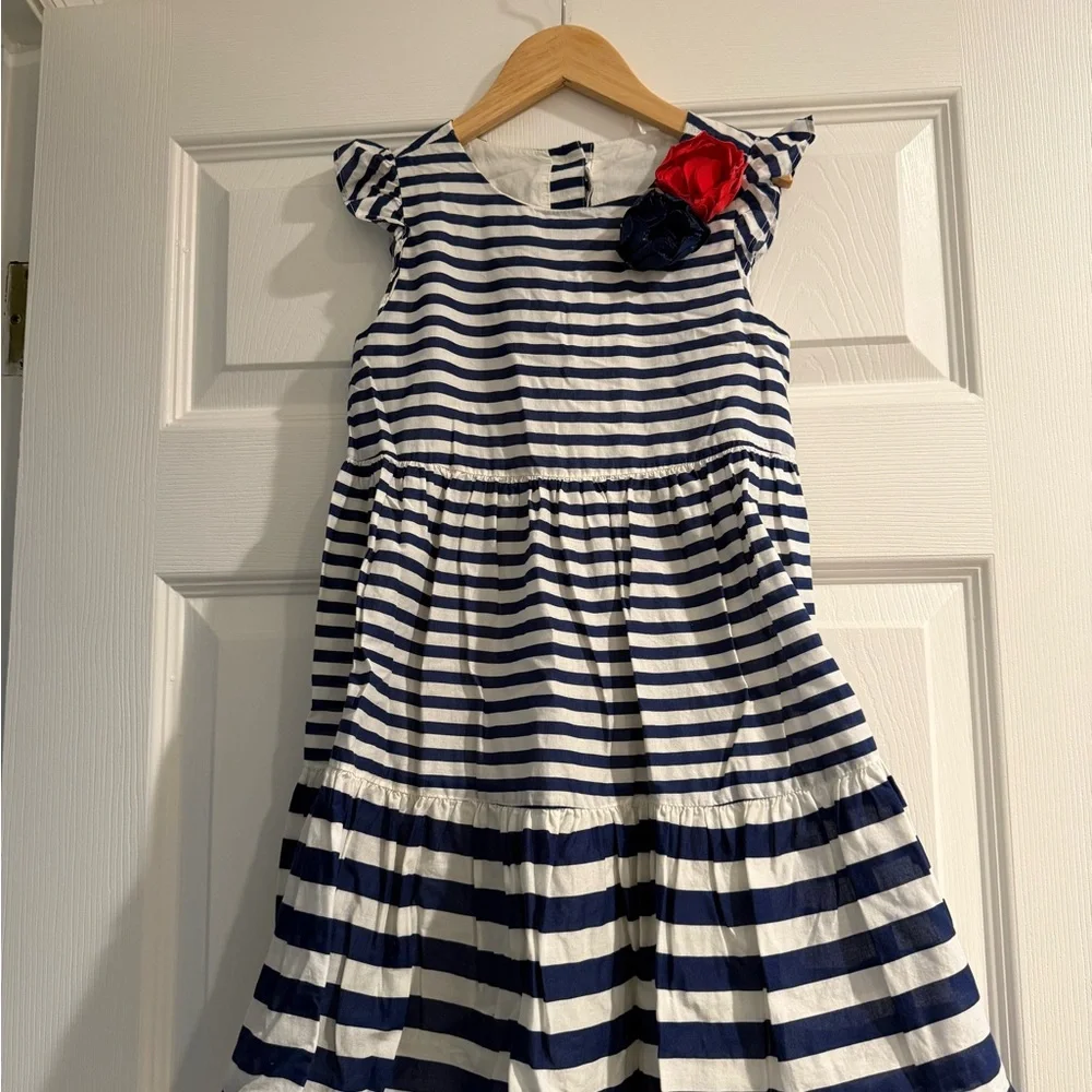 Janie and Jack Blue and White Pleated Sundress - Picture 4 of 9
